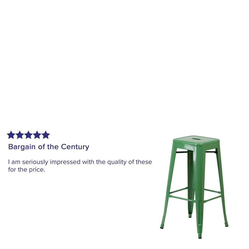 Flash Furniture Commercial Grade 30" High Backless Green Metal Indoor-Outdoor Barstool with Square Seat