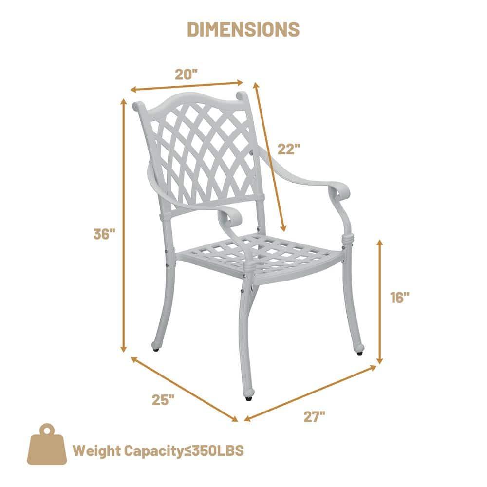 Mondawe Cast Aluminum Chair Woven Slatted AL Dining Chair White