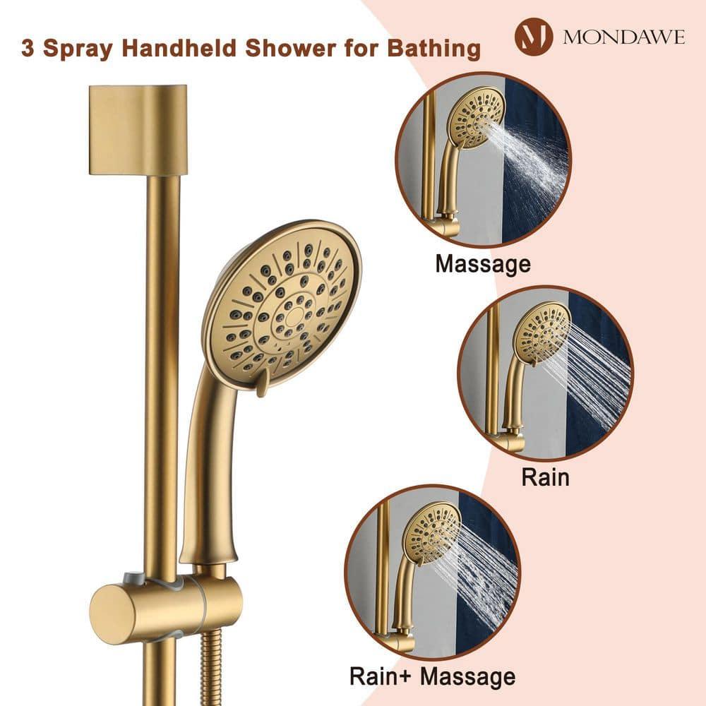 mondawe Calliope Wall Mounted 2-Function Retro Pressure-Balanced Shower System with 3 Setting Handheld MD-A3815-BG