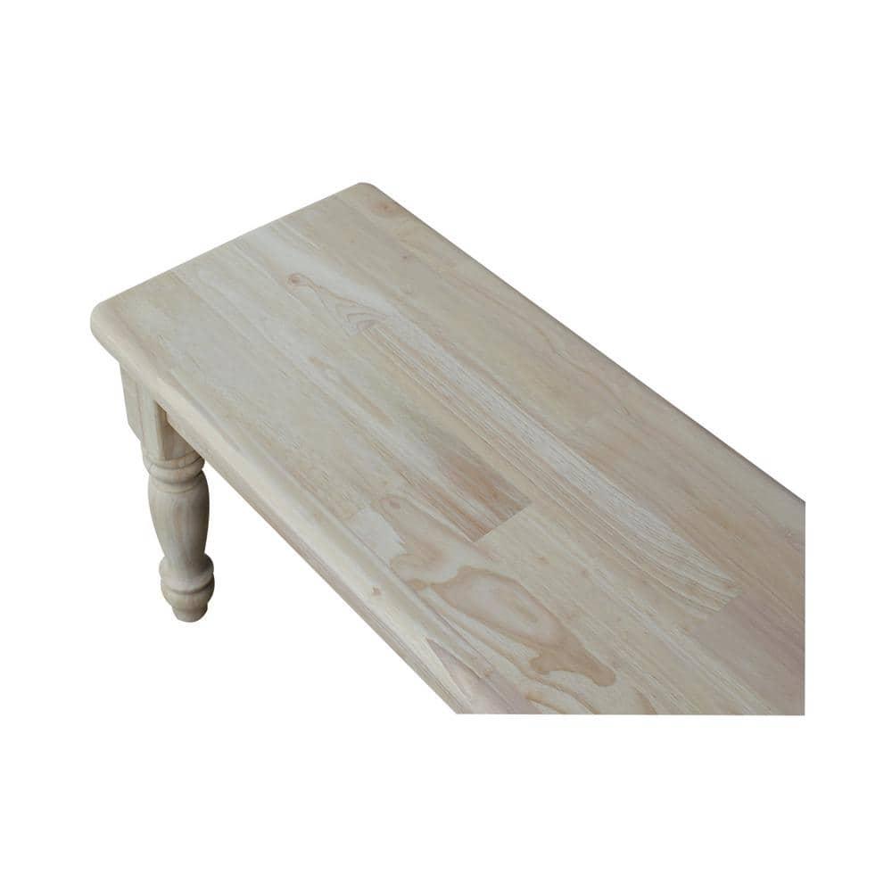 72" Shaker Style Bench with Turned Legs Unfinished - International Concepts: Solid Wood, Entryway Seating