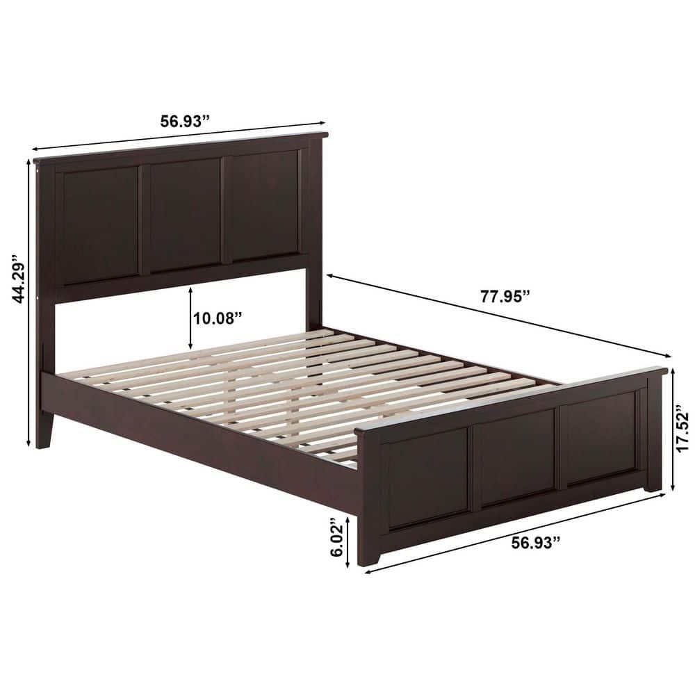 AFI Charlotte Cama con Plataforma de Perfil Bajo de Madera Maciza con Pie de Cama a Juego, Espresso
