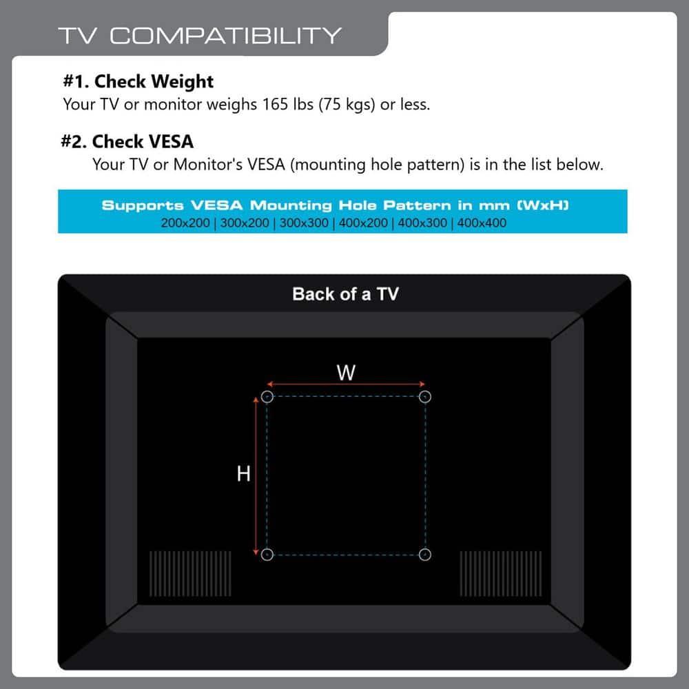 QualGear QG-TM-T-015 Universal Low-Profile Tilting Wall Mount for 32"-55" LED TVs