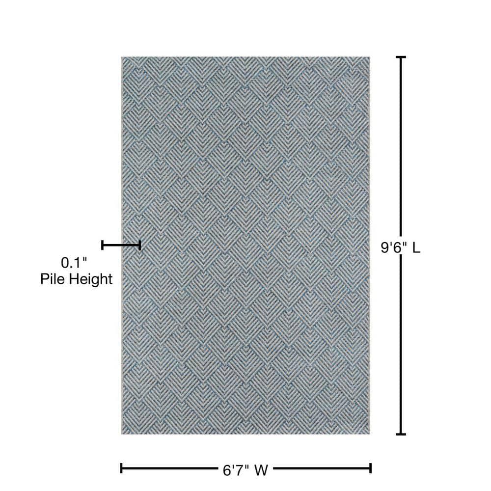 Momeni Como Polypropylene Machine Made Blue Indoor Outdoor Rug 6'7" X 9'6"
