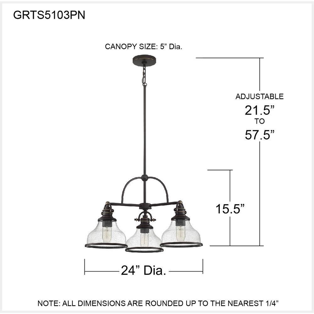 Quoizel Lighting Grant 3 - Light Chandelier in  Palladian Bronze