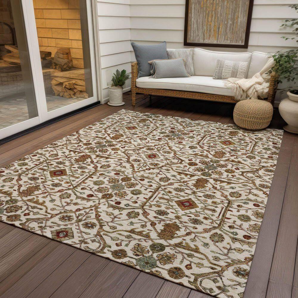 Machine Washable Indoor/Outdoor Chantille ACN1130 Ivory Rug