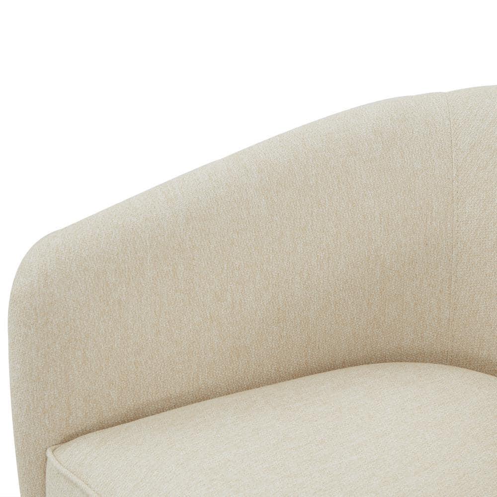 Comfort Pointe Muriel Beige Fabric Wood Base Swivel Accent Chair