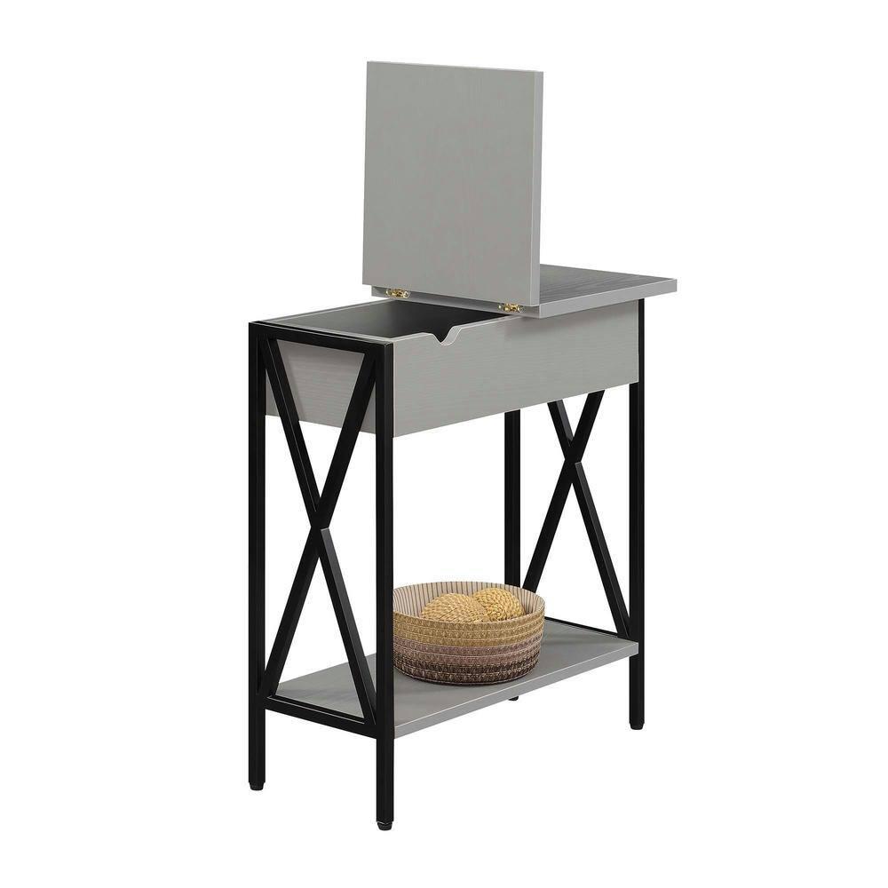 Convenience Concepts Tucson Flip Top End Table with Charging Station and Shelf, Multiple Finishes