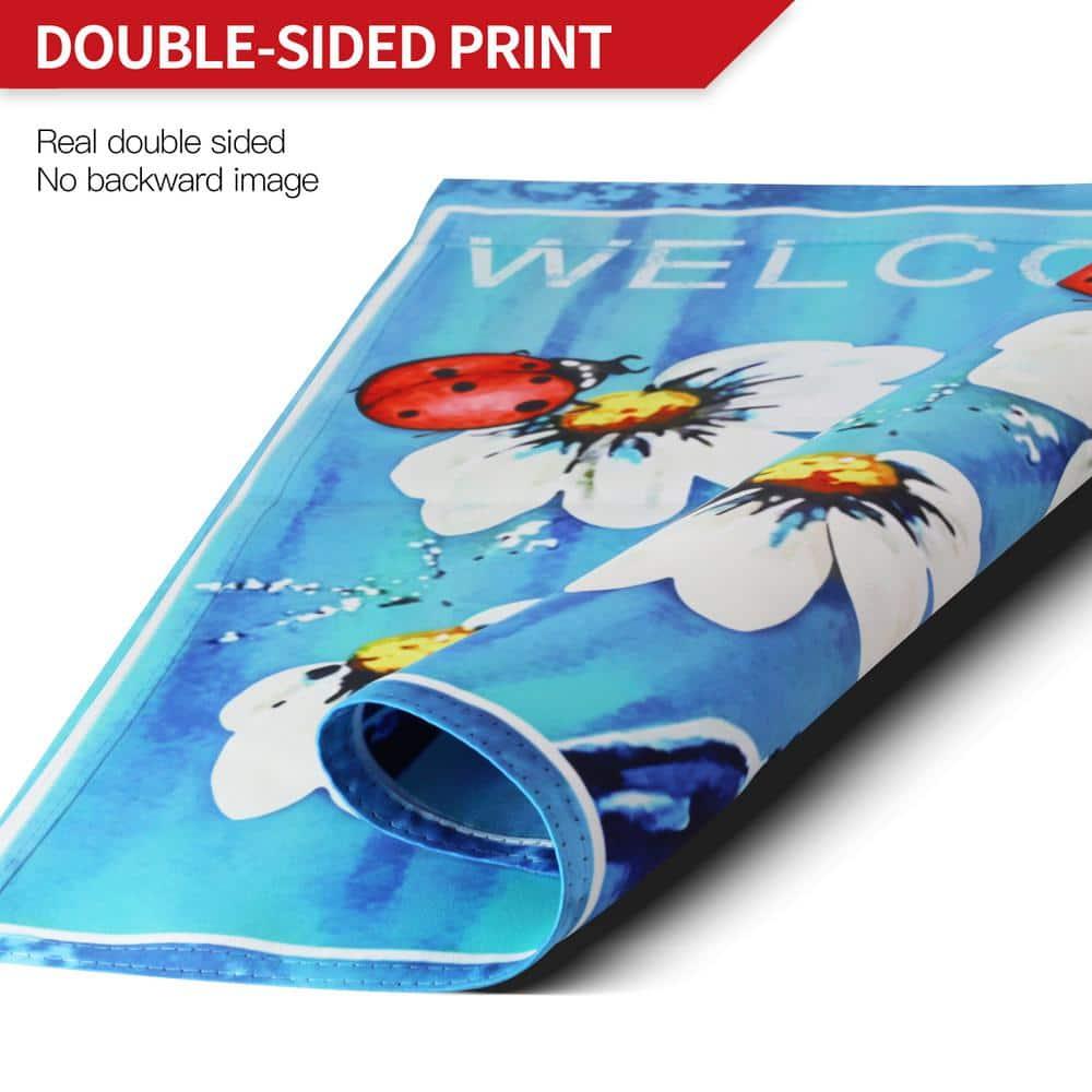 ANLEY Spring Summer Daisy Jar and Ladybug Welcome Garden Flags 18'' H x 12.5''W