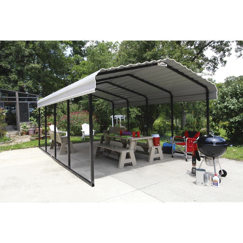Arrow Steel Carport, 12 ft. x 20 ft. x 7 ft. Galvanized Black/Charcoal