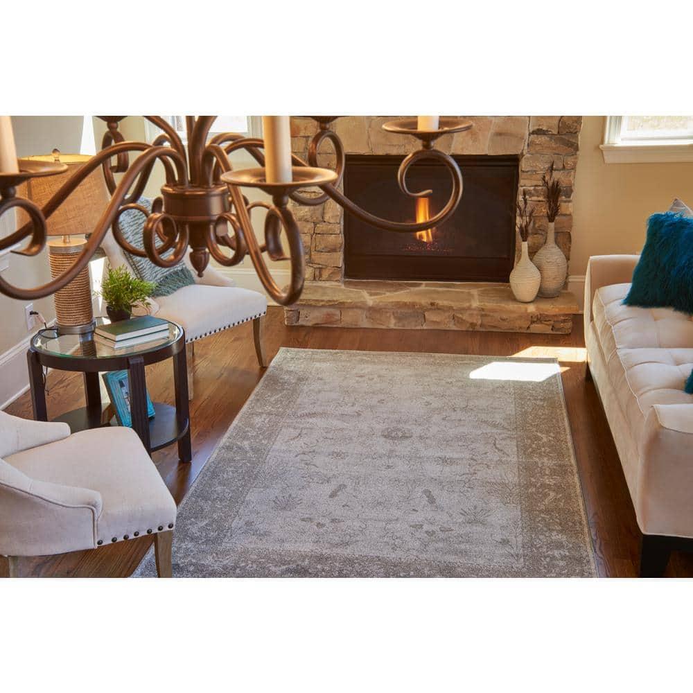 Unique Loom 7' 1 x 10' 0 Light Gray La Jolla Floral Area Rug