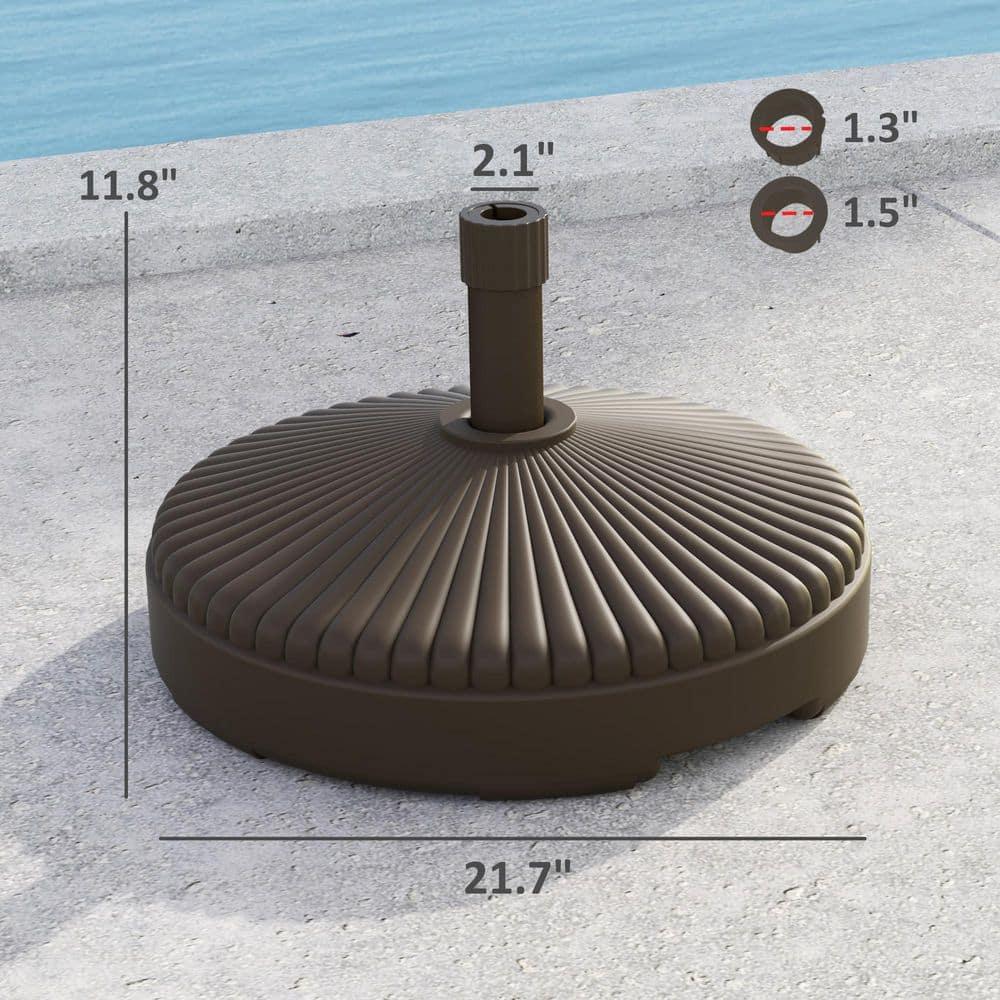 Outsunny Round Patio Umbrella Base Holder Outdoor Umbrella Stand, Filled Up to 62lbs with Stand or 51lbs with Water for Garden Poolside, Brown