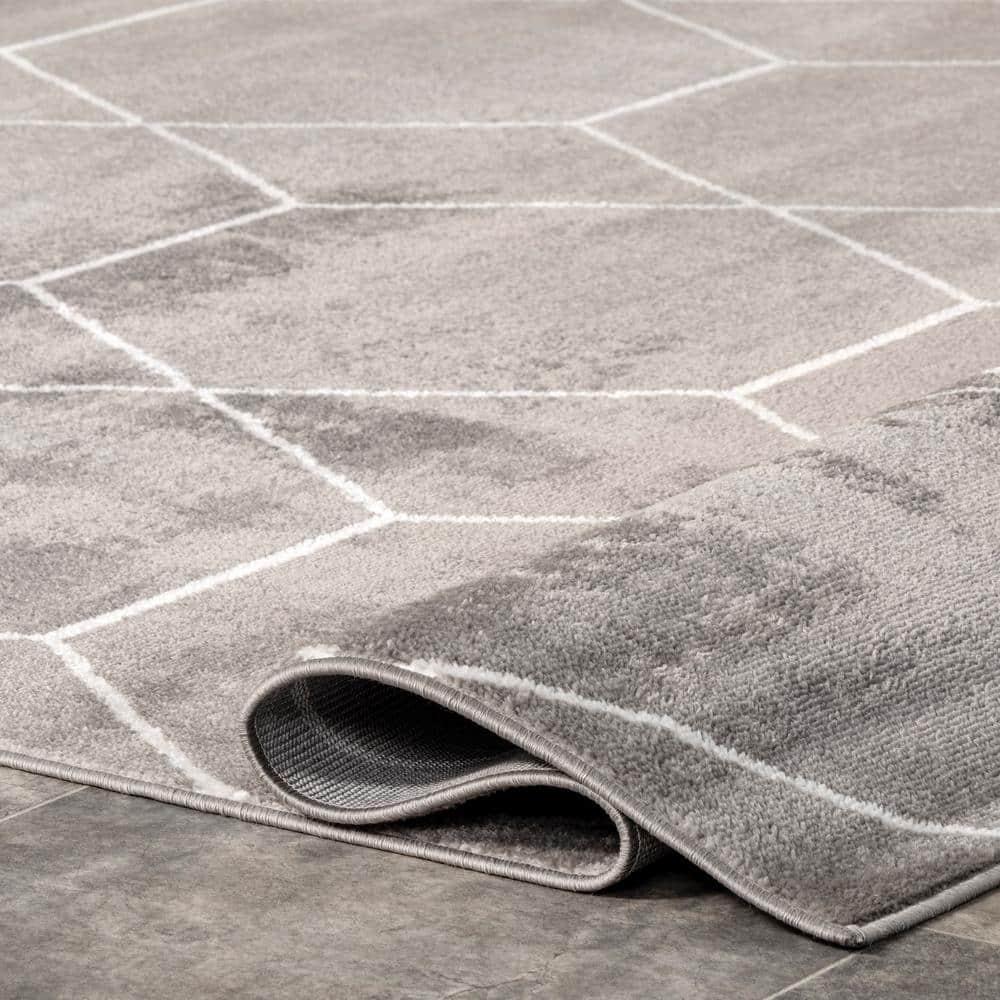 Nuloom Veronica Geometric 4x6 Indoor Area Rug for Living Room Bedroom Dining Room Kitchen, Grey/Ivory
