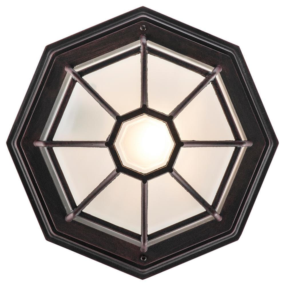 Trans Globe Lighting 40582 Wagon Wheel 1 Light Outdoor Flush Mount Ceiling Fixture - Rust