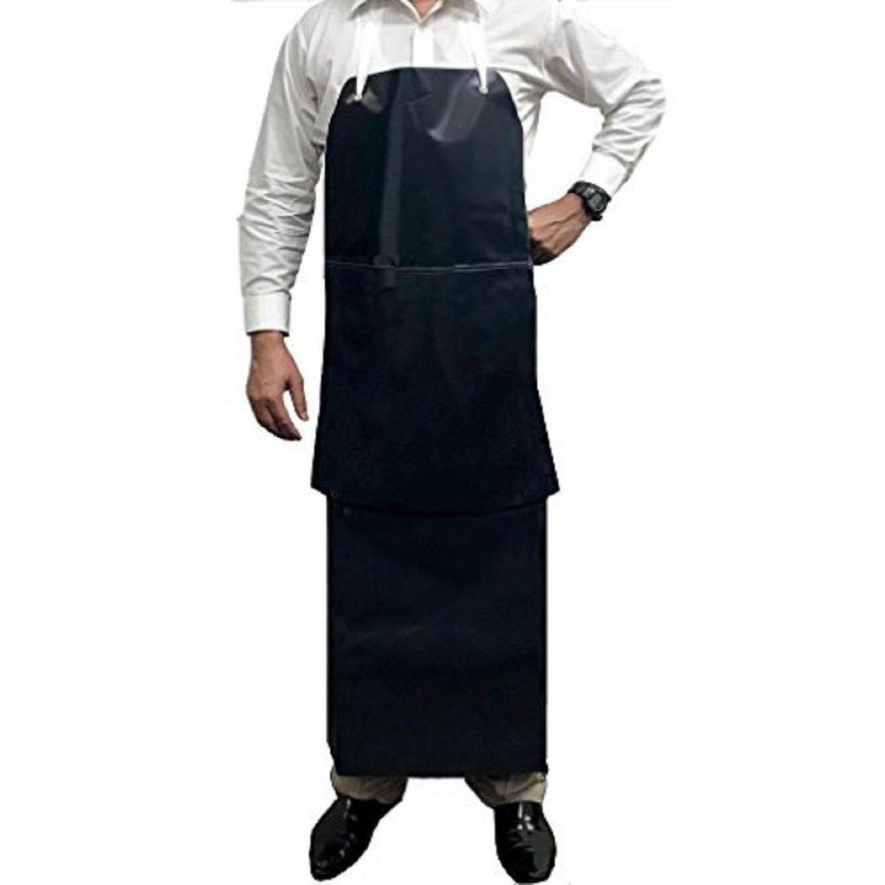 Kleen Chef, Premium PVC Leather Apron, Double Layer Apron, Black (Pack-1)