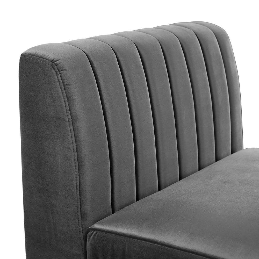 Modway Triumph Channel Tufted Performance Velvet Armless Chair in Gray
