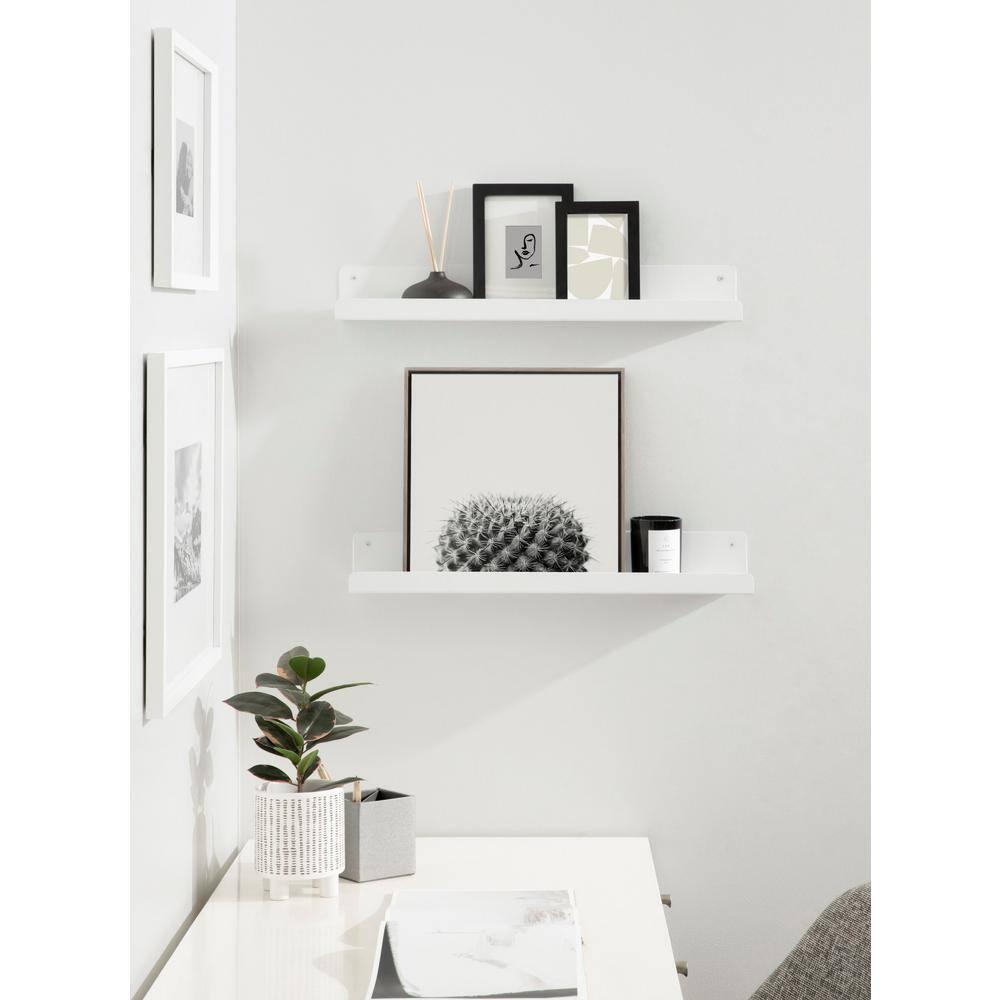 24" x 3" Mezzo Modern Metal Ledge Shelf Set White - Kate & Laurel All Things Decor