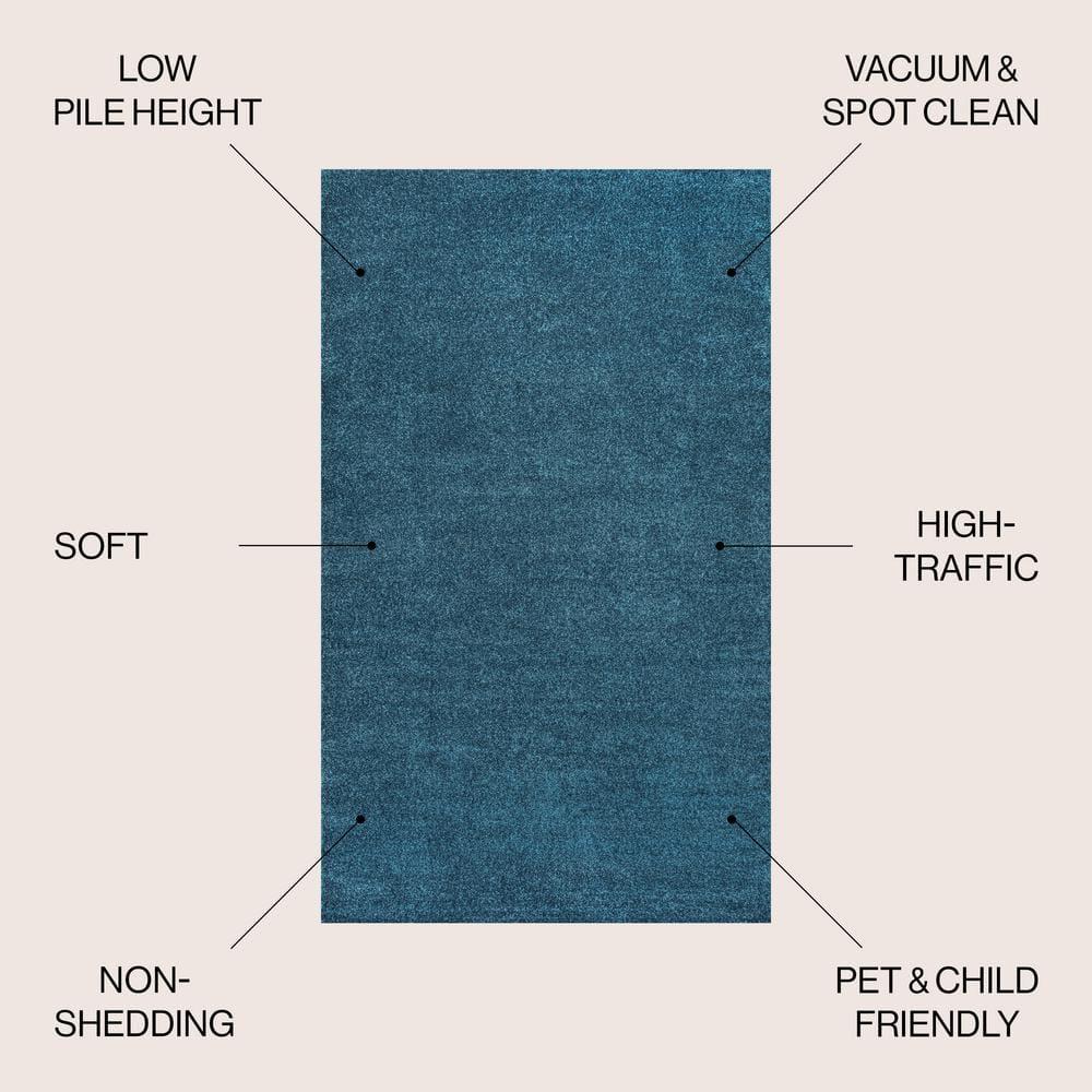 8'x10' Haze Solid Low-Pile Area Rug, Turquoise - JONATHAN Y