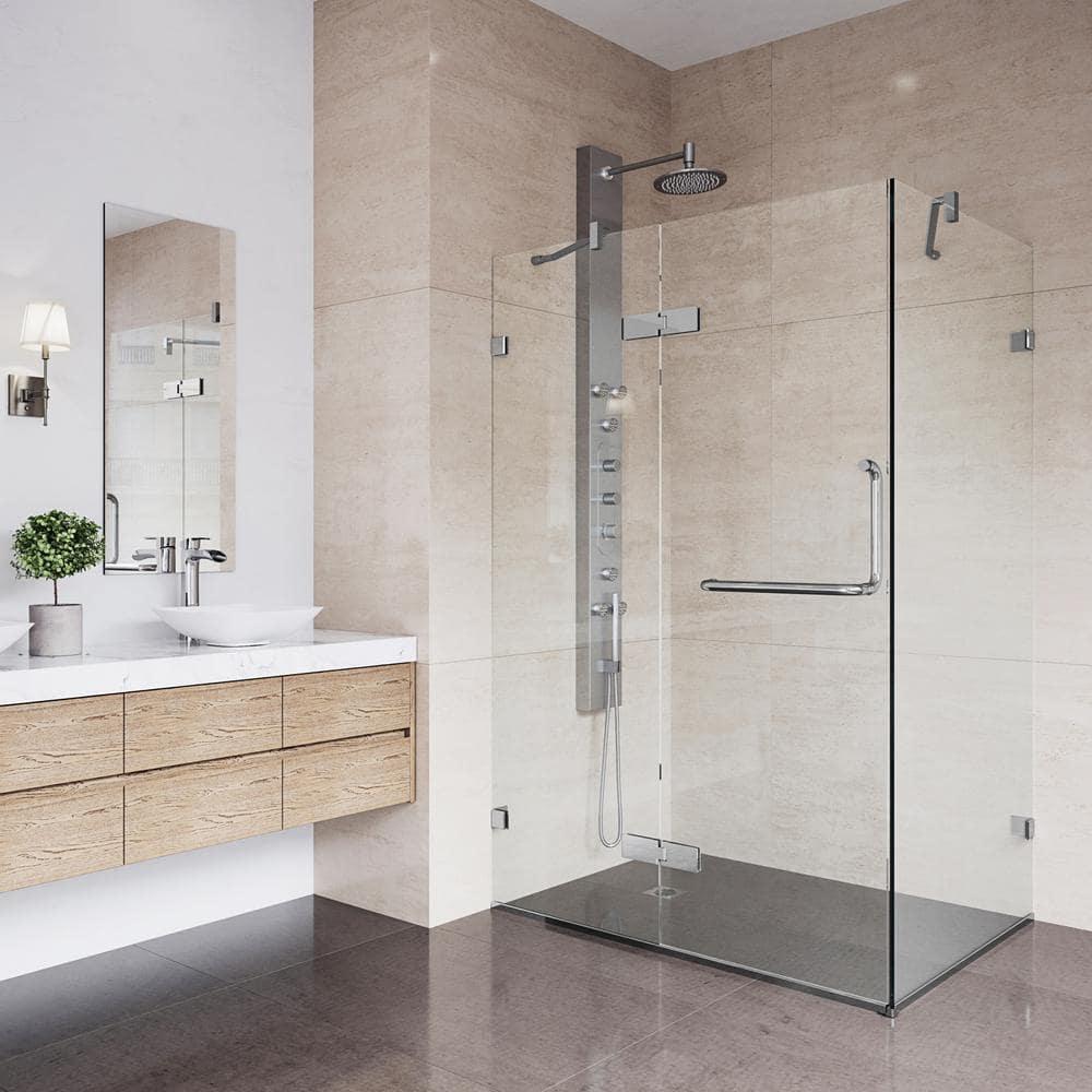 VIGO Monteray 46" W x 30" D x 73" H Hinged Frameless Shower Enclosure with 3/8  Clear Glass VG6011CHCL48