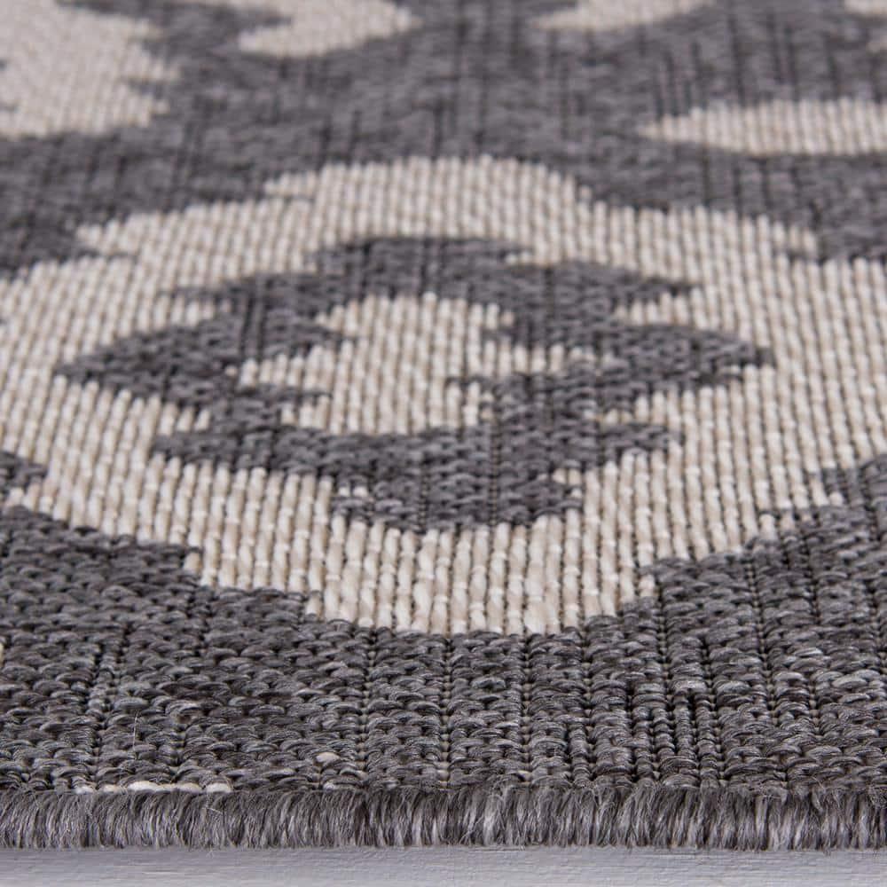 Loomaknoti New Zealand Tk 5' x 7' Ikat Indoor/Outdoor Area Rug , Gray