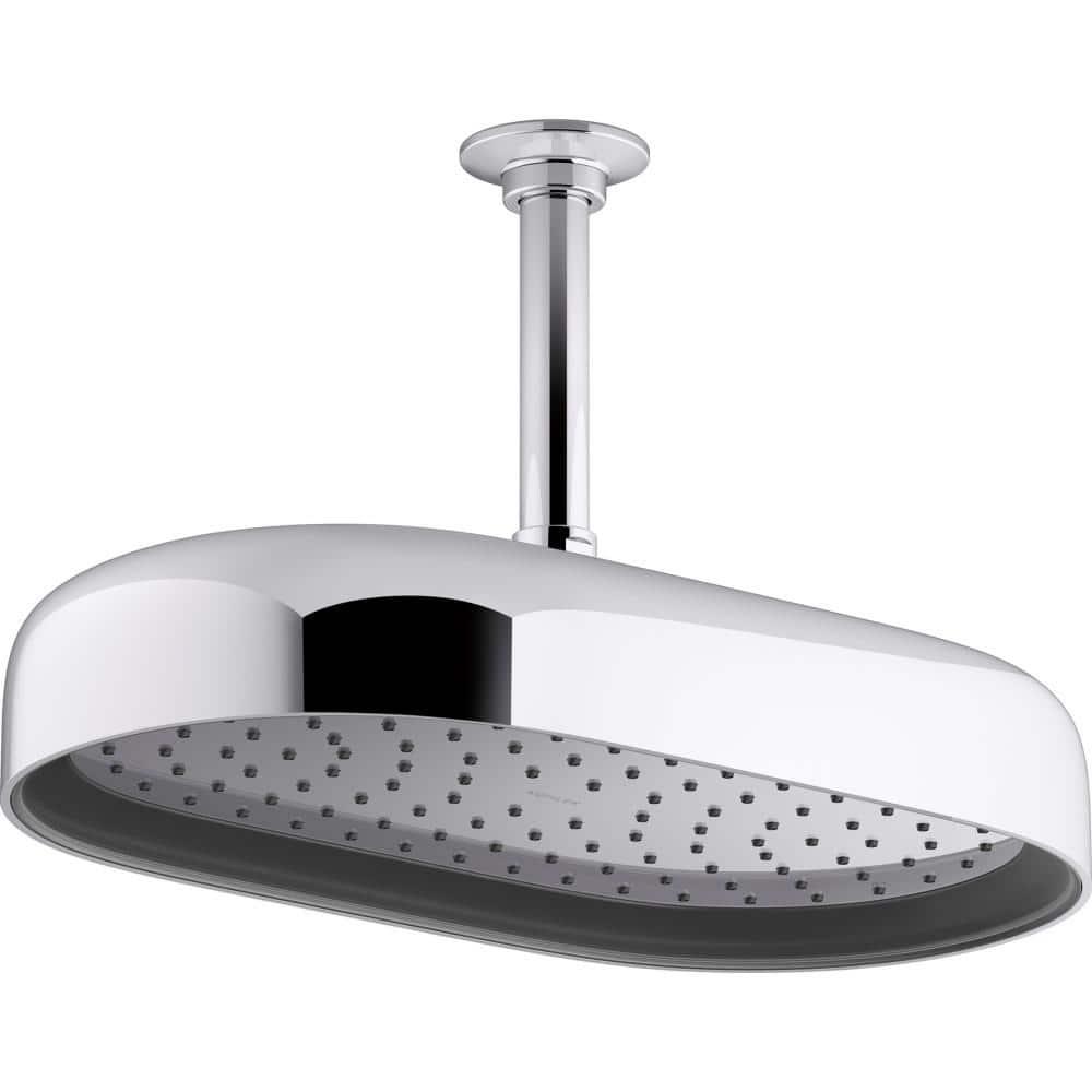 Statement 14" Single-Function Wall or Ceiling-Mount Round Rainhead, Oblong Rain Showerhead 2.5 GPM