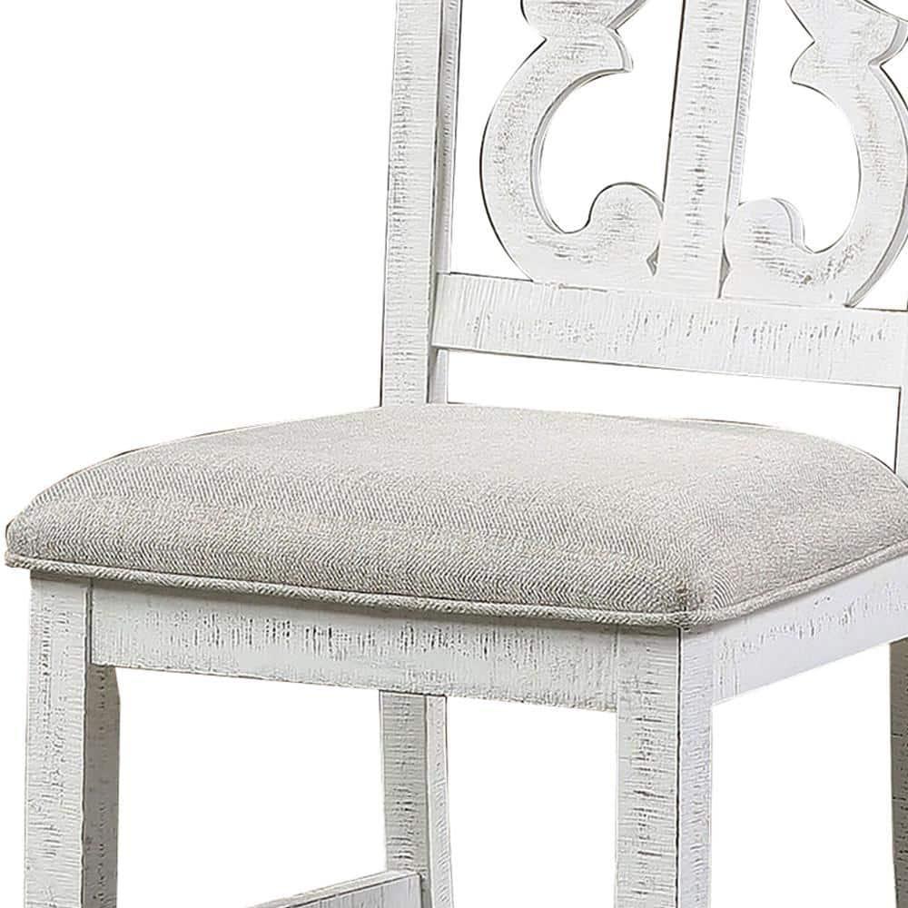 38.75 x 22.5 x 20 in. Open Scroll Back Wooden Side Chair with Padded Seat, White - Set of 2