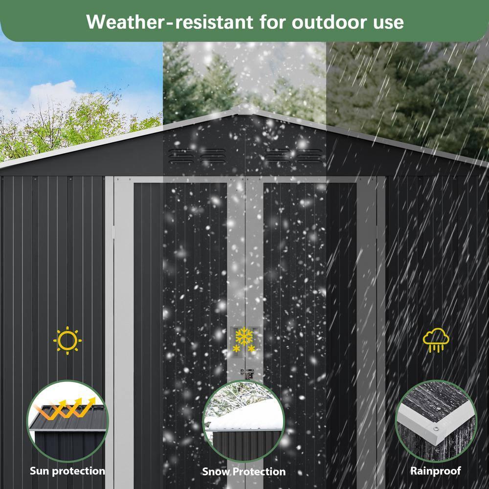 HOGYME 6 Ft. W X 4 Ft. D Outdoor Metal Storage Shed With Lockable Doors