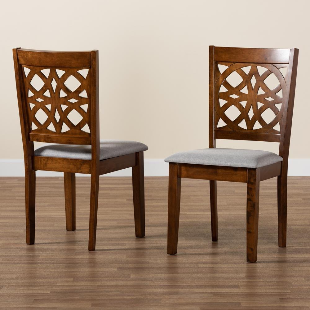 Baxton Studio Abigail Modern Grey Fabric and Walnut Brown Finished Wood 2-Piece Dining Chair Set