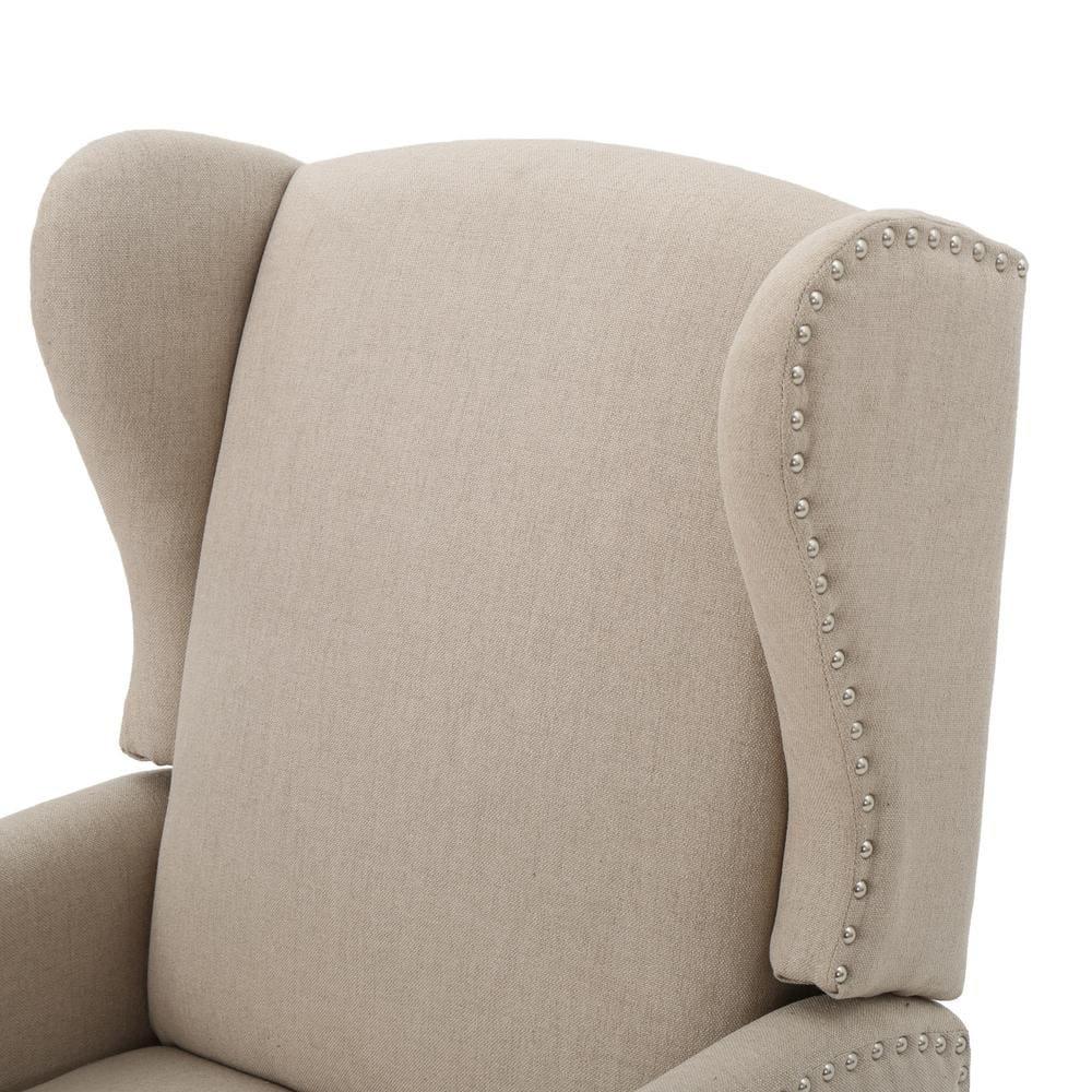 Noble House Wescott Fabric Wing Back Recliner, Set of 2, Beige