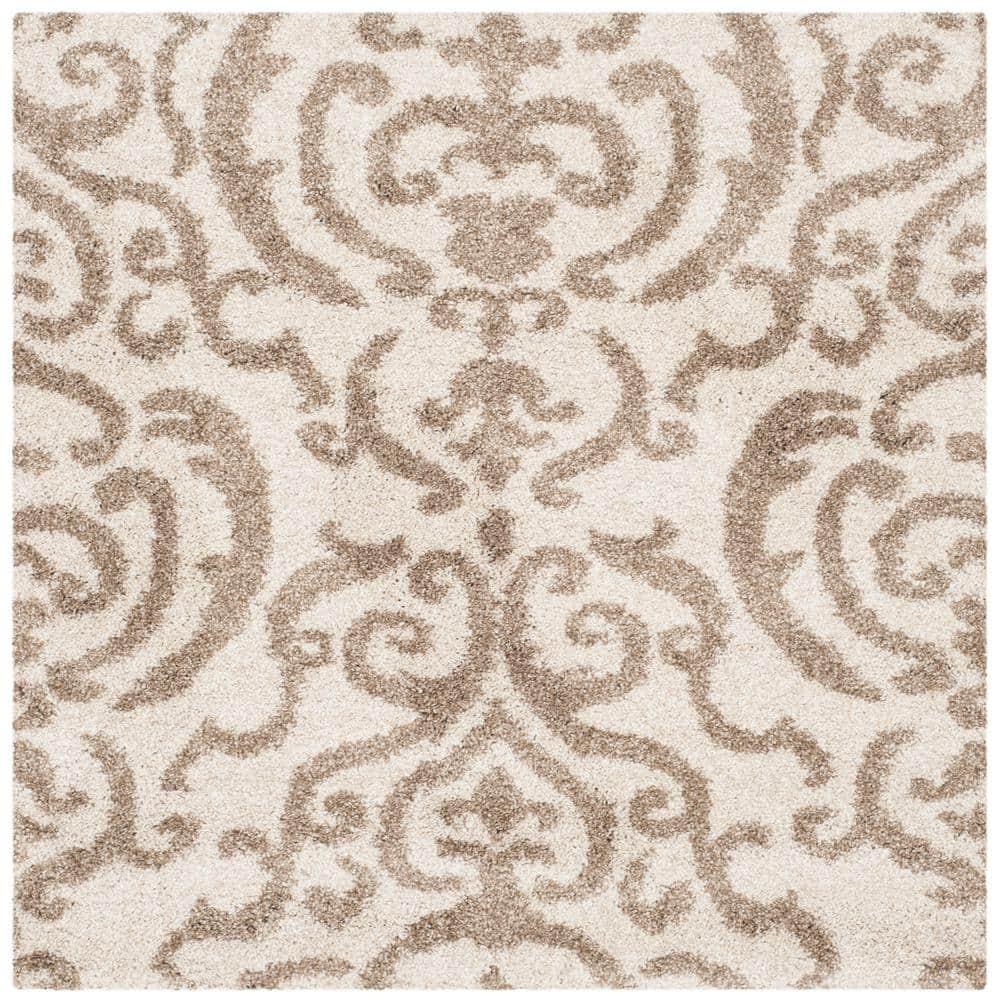 Florida Shag SG462 Power Loomed Area Rug - Cream/Beige - 4'x4' - Safavieh.