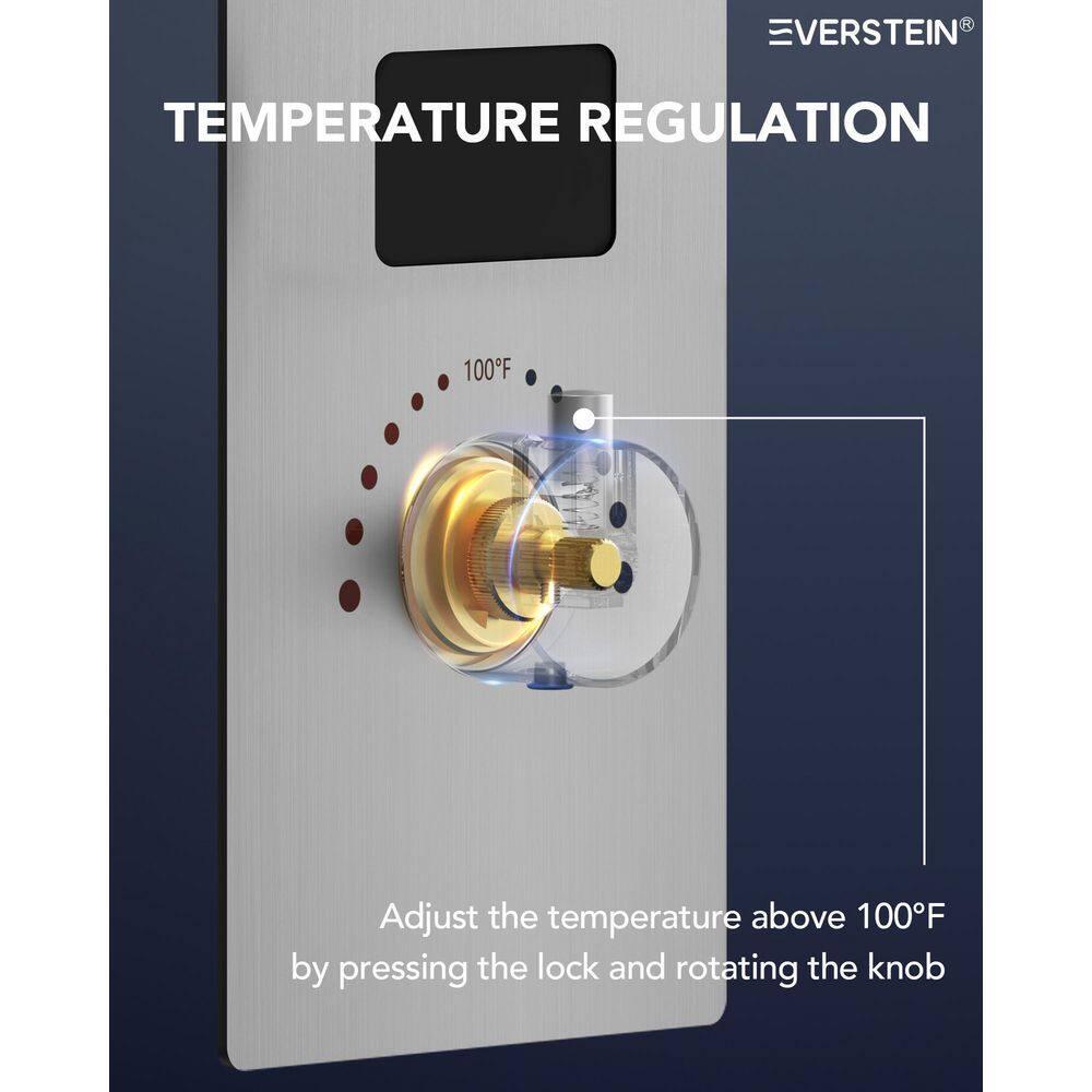 EVERSTEIN 12 in. Dual Rain Shower Heads System, 1.8 GPM Muti Spray Patterns Wall & Celling Mounted Shower Head with Handheld Shower Sparyer, Side Jets & Knob Valve Body, Brushed Nickel