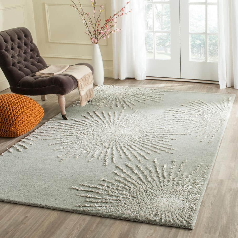 Soho SOH712 Hand Tufted Area Rug - Grey/Ivory - 6'x6' - Safavieh.