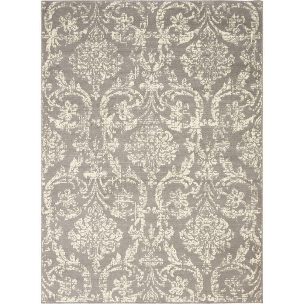Nourison Jubilant 6' x 9' Grey Area Rug Farmhouse Vintage Damask by Nourison