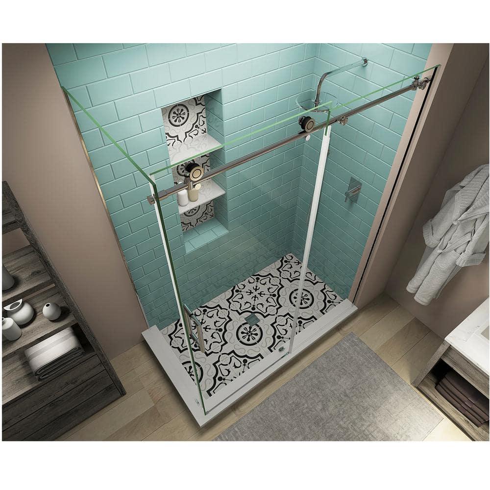 Coraline XL 44" - 48" W x 36" D x 80" H Frameless Rectangle Sliding Shower Enclosure