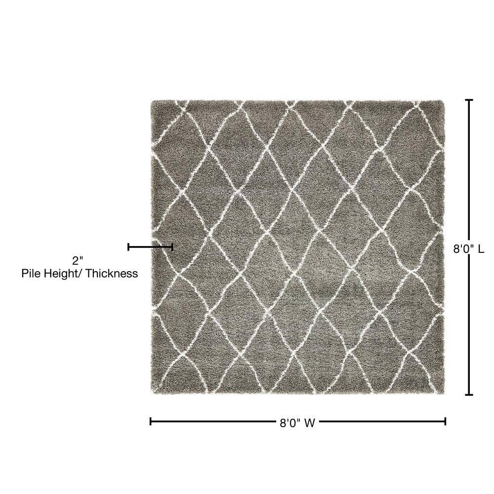 Gray Square Trellis Shag Synthetic Indoor Rug