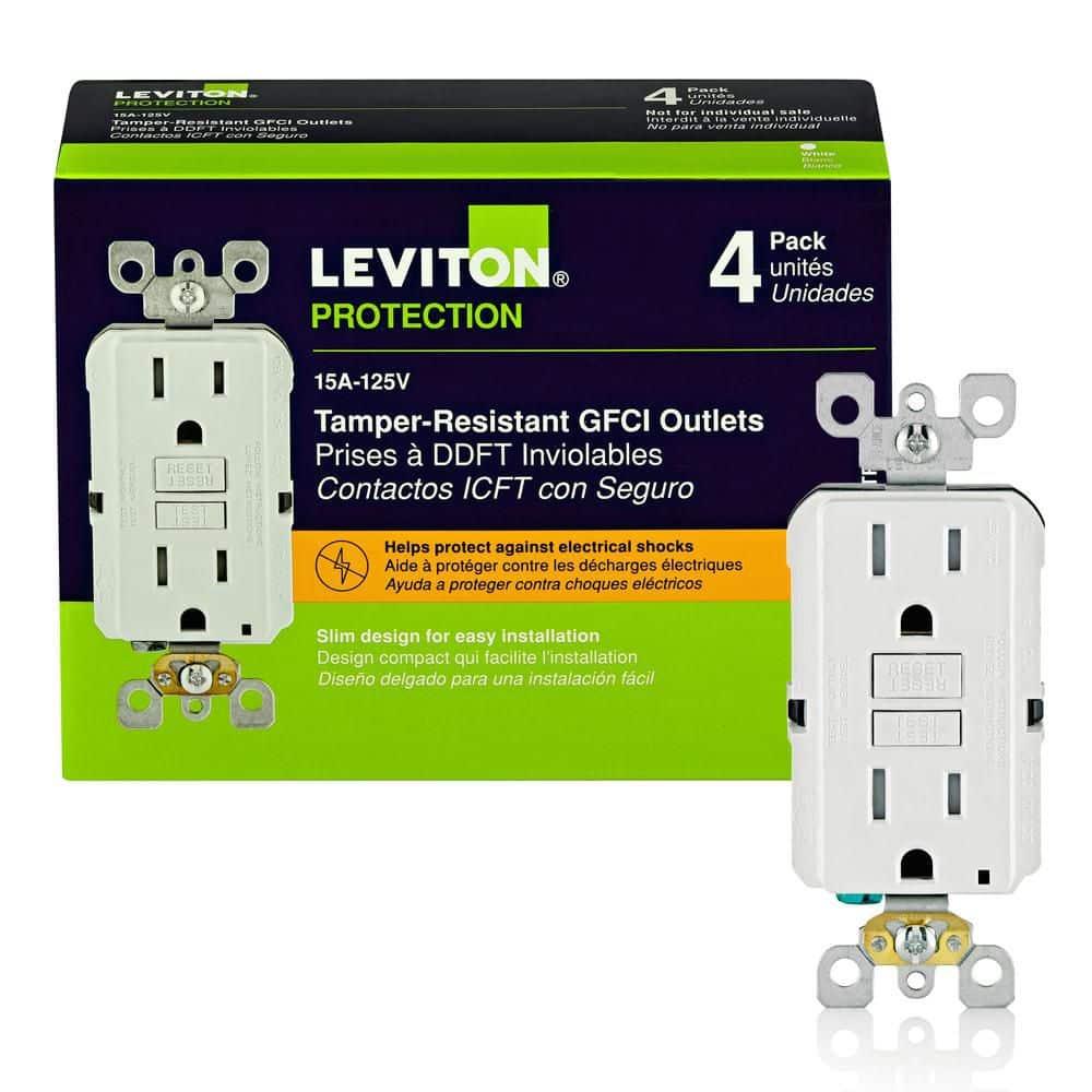 Leviton MODB07L53K42V, 15A 125V White Tamper Resistant GFCI Outlet 4 Piece (Open Box)