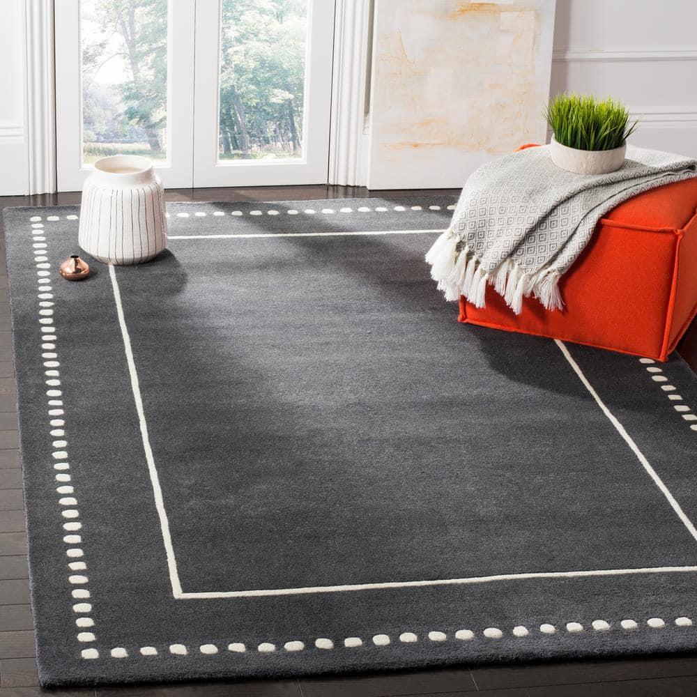 Bella BEL151 Hand Tufted Area Rug - Dark Grey/Ivory - 5'x5' - Safavieh.