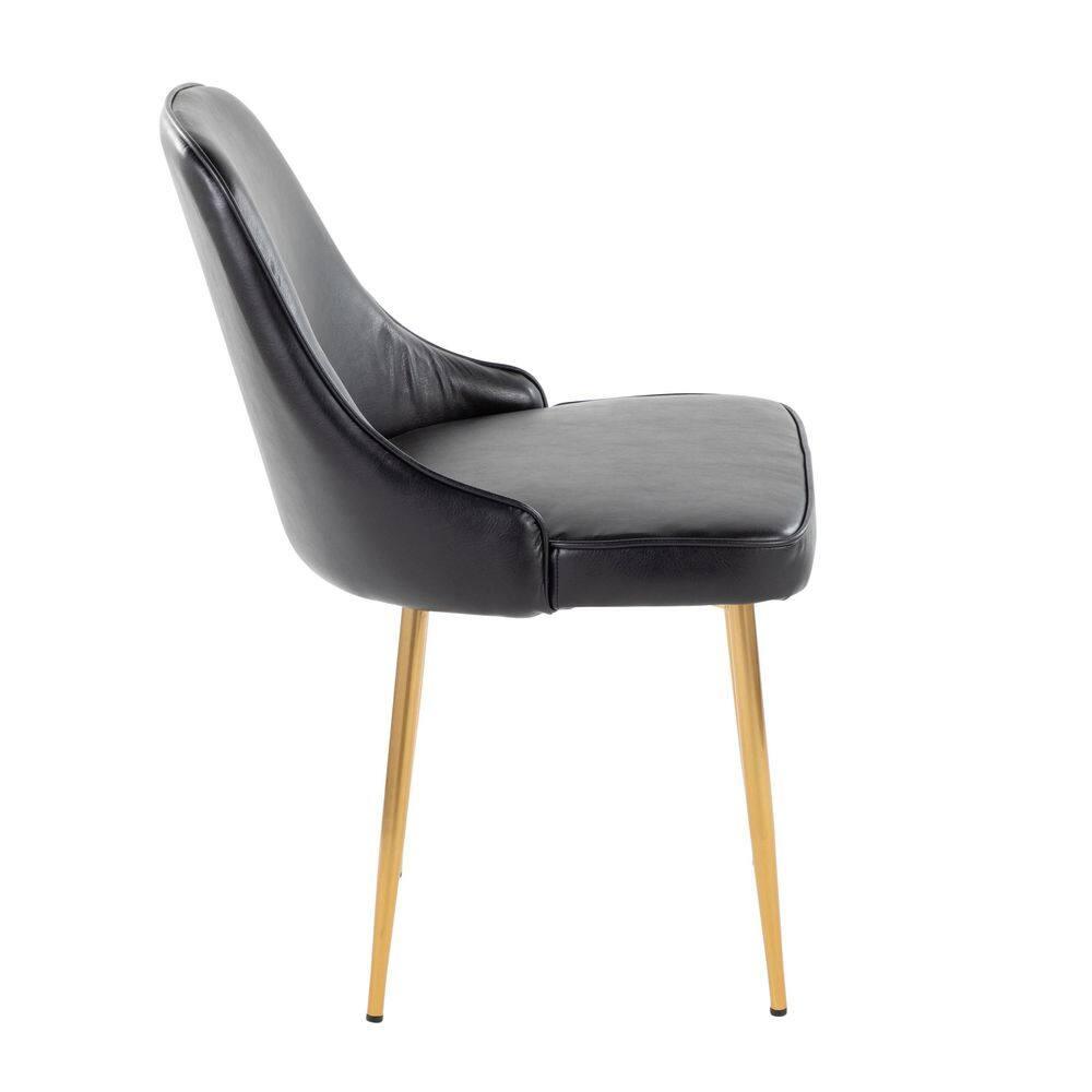 LumiSource Gold Metal, Black PU Marcel Dining Chair - Set of 2