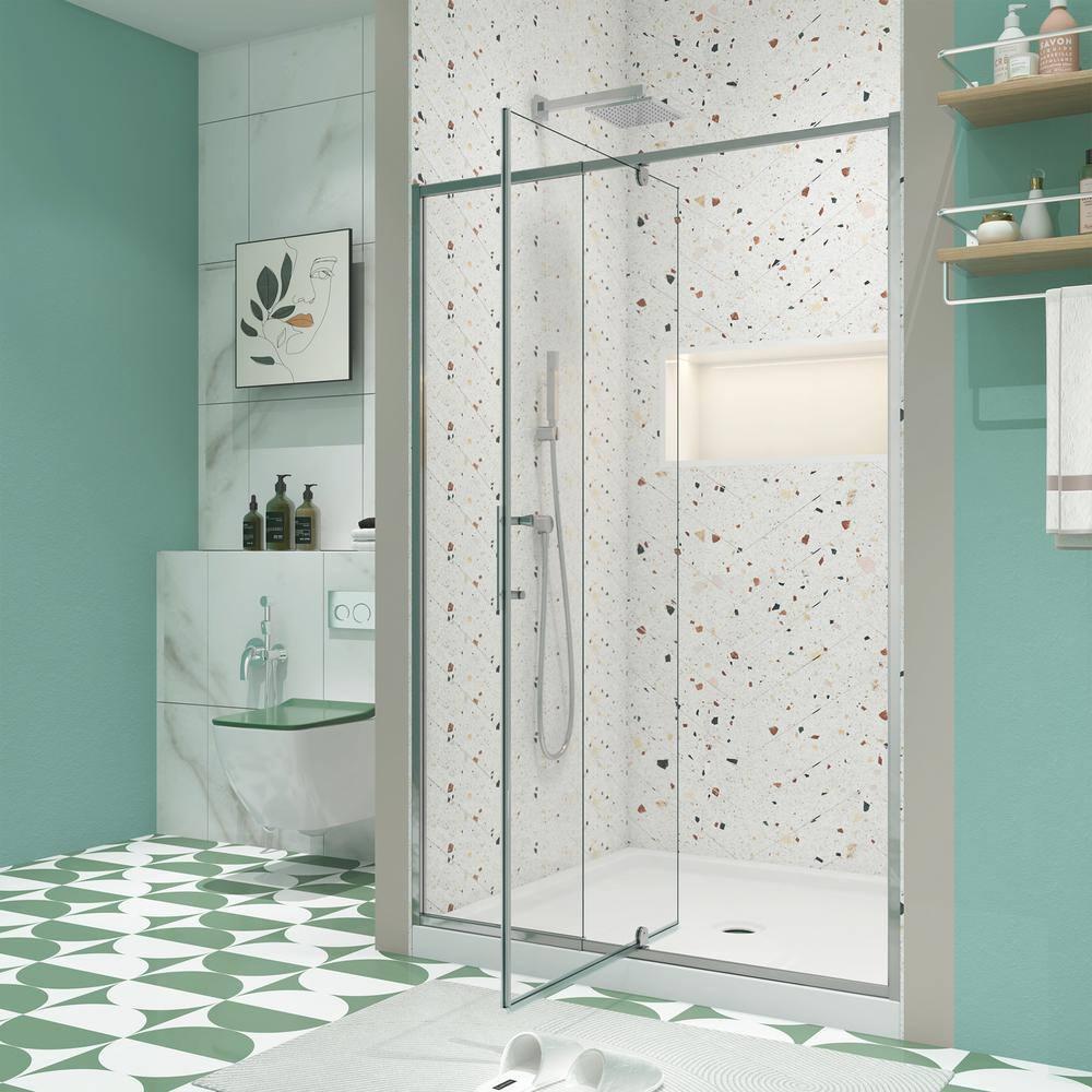 RAY'S RUGS & FLOORING LLC 12RRFR142467LTS 56-60" W x 71" H Pivot Frame Sliding Shower Door with 6mm Tempered Glass