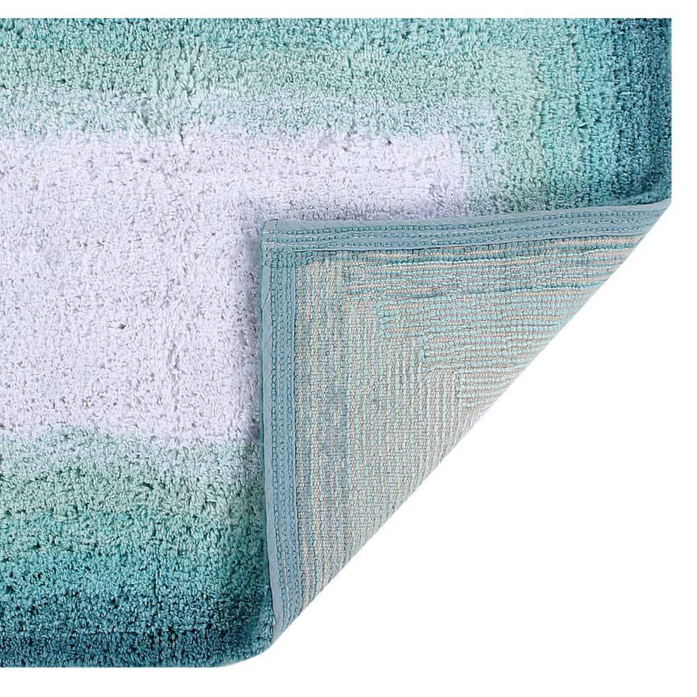 21"x34" Torrent Collection 100% Cotton Bath Rug Turquoise - Better Trends: Machine Washable, Tufted, Spray Latex Backing