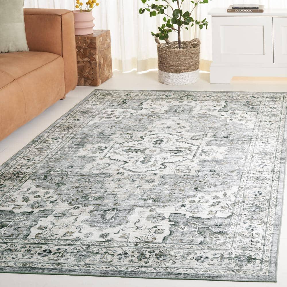SAFAVIEH Isabella Zander Floral Bordered Area Rug, Grey/Cream, 3' x 5'
