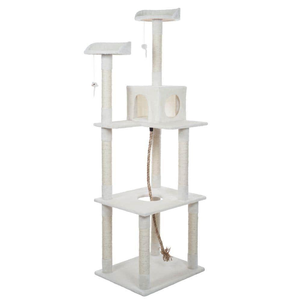 PetMaker 6 Foot Cat Tree with Scratch Posts in Ivory