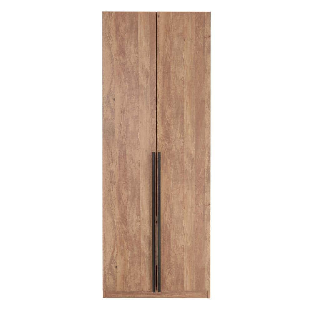 Manhattan Comfort Lee 2 Door and 4 Shelf Wardrobe Closet: Wood Laminate, Metal Hardware, Modern Style