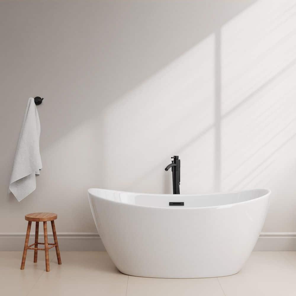 Wyndham Collection Dorrit 60" x 32" Freestanding Soaking Acrylic Bathtub with Faucet WCBTE652060MBATPBK