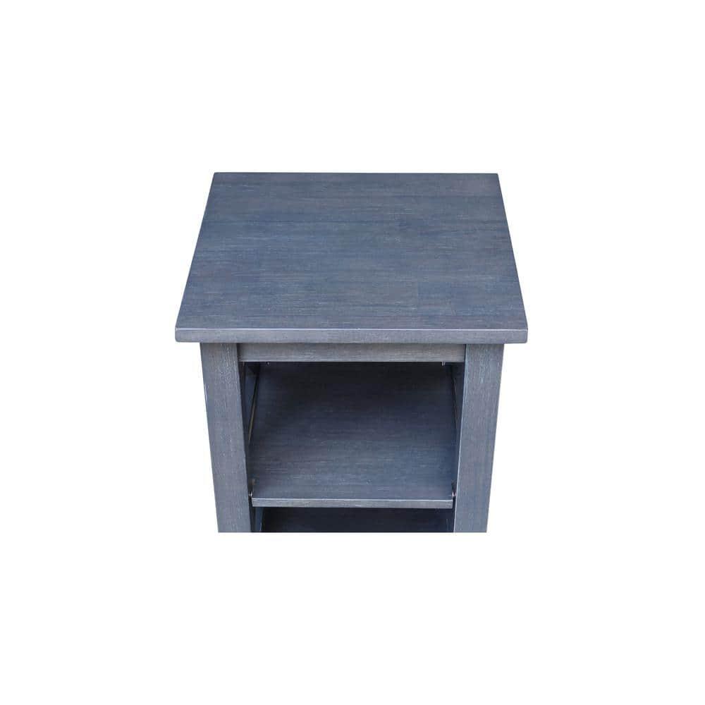 Hampton Accent Table with Shelves Heather Gray/Antique Washed - International Concepts: Solid Wood, Fixed Shelf Storage