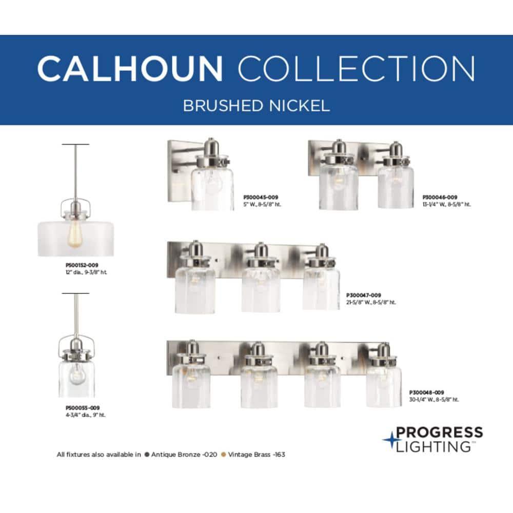 Progress Lighting Calhoun 4-Light Bath Vanity, Brushed Nickel, Clear Glass Shade