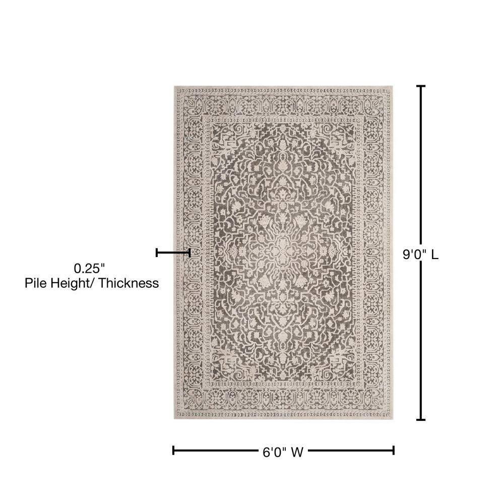 Reflection RFT670 Power Loomed Indoor Area Rug - 6'x9' - Dark Grey/Cream - Safavieh