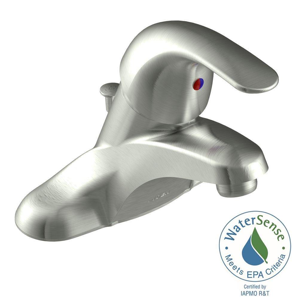 Moen Adler 4 in. Centerset Single-Handle Low-Arc Bathroom Faucet in Spot Resist Brushed Nickel