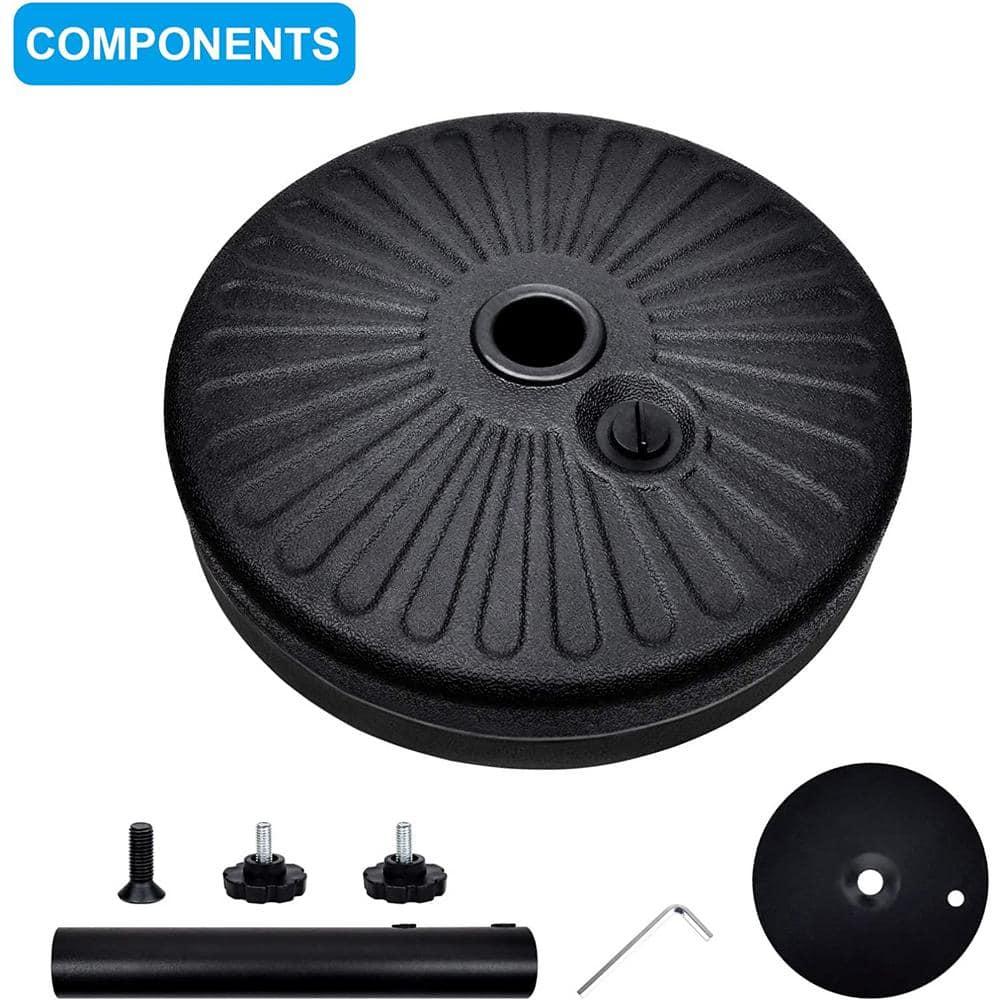 Simple Deluxe 20 in. Heavy Duty Round Patio Umbrella Base in Black with Steel Holder for Outdoor, Lawn, Garden