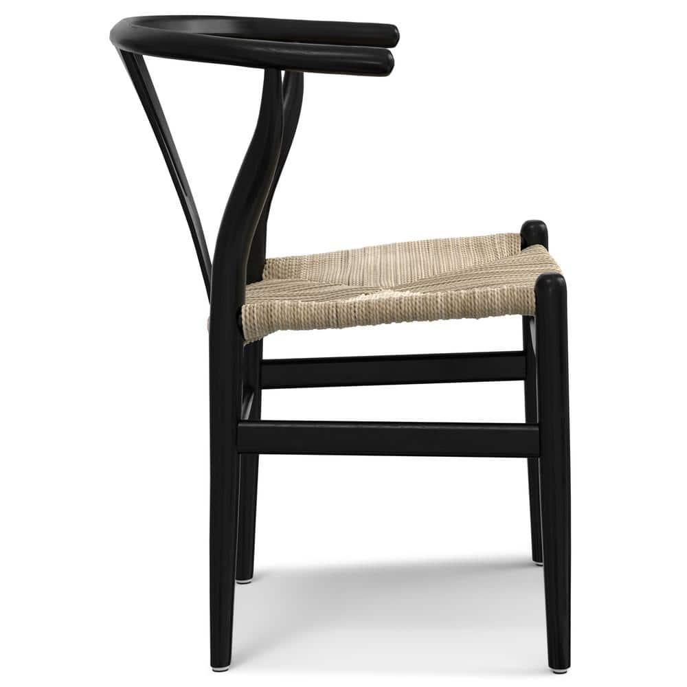 Simpli Home Chocolate Solid Wood Dining Chair with Y-Back Design in Mid-Century Modern Style (Set of 2) (Set of 2)