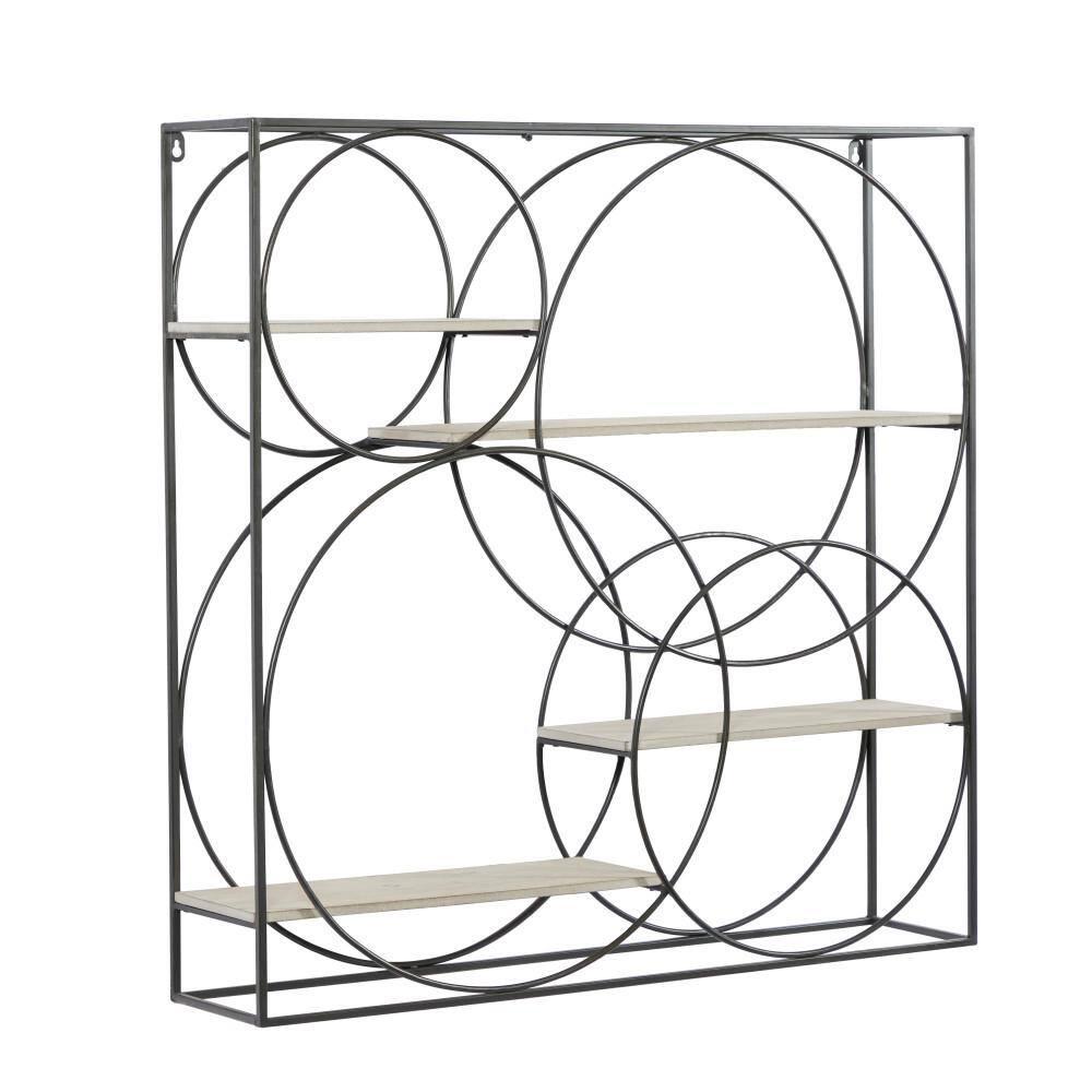 DecMode 32" x 7" 4-Tier Gray Wall Shelf